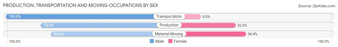 Production, Transportation and Moving Occupations by Sex in Zip Code 18617