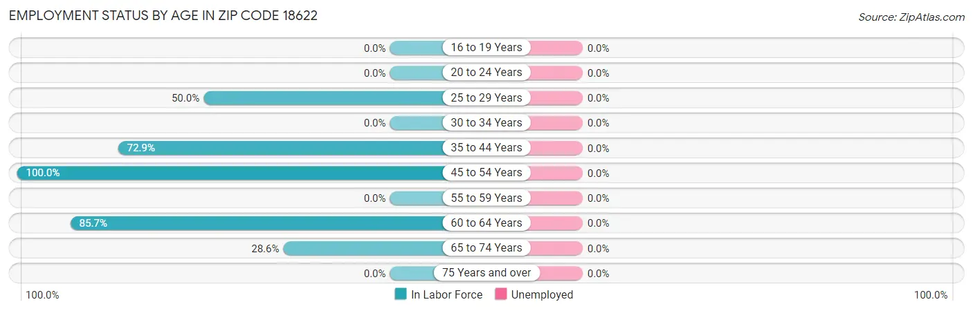 Employment Status by Age in Zip Code 18622