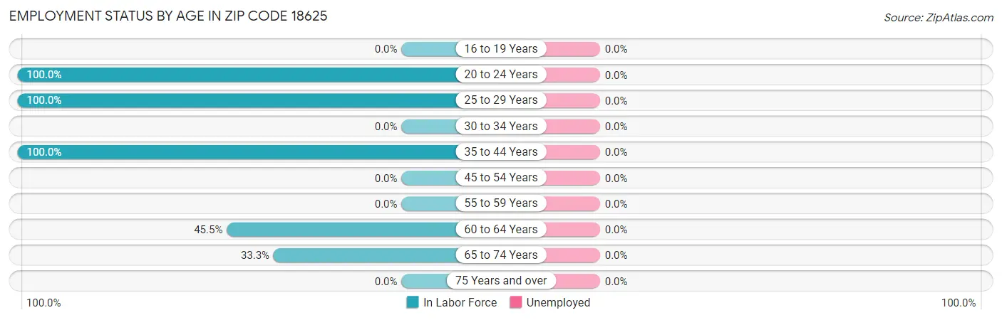Employment Status by Age in Zip Code 18625