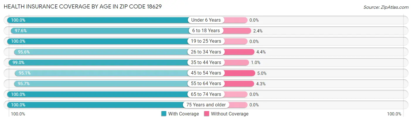 Health Insurance Coverage by Age in Zip Code 18629