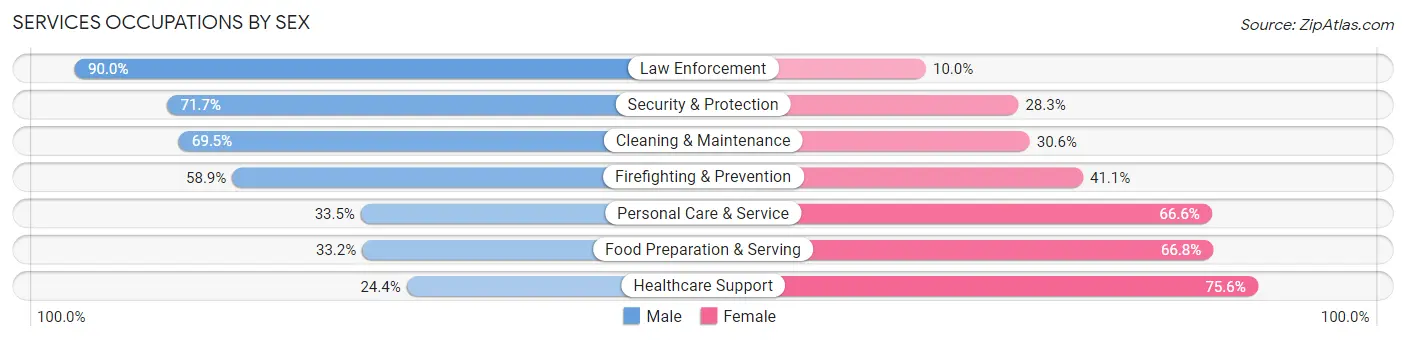 Services Occupations by Sex in Zip Code 18640