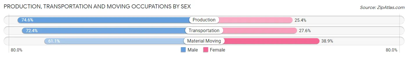 Production, Transportation and Moving Occupations by Sex in Zip Code 18660