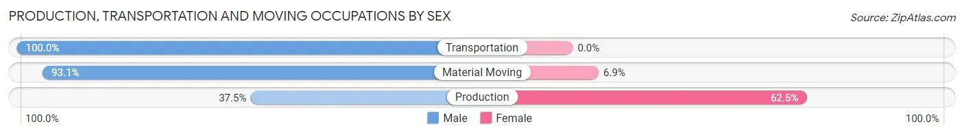Production, Transportation and Moving Occupations by Sex in Zip Code 18701