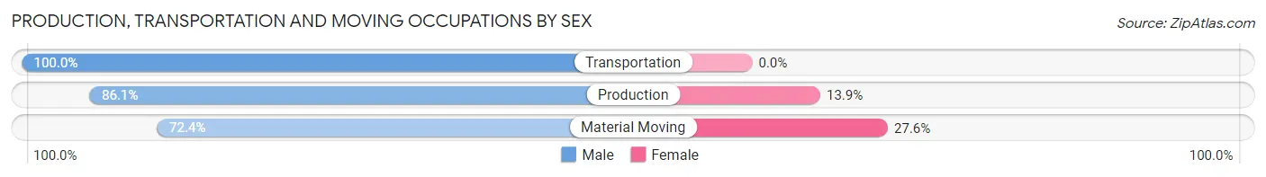 Production, Transportation and Moving Occupations by Sex in Zip Code 18822
