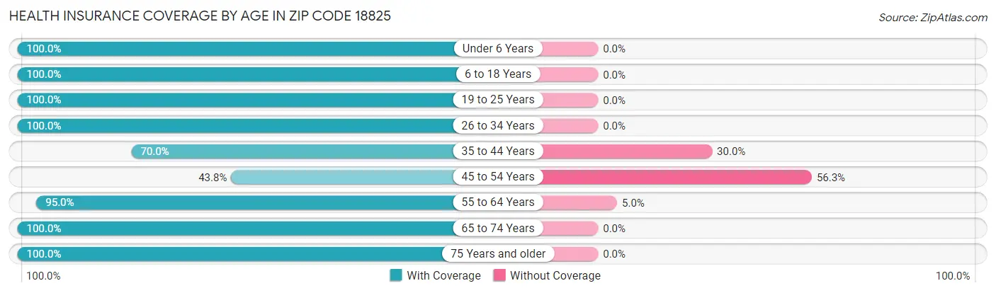 Health Insurance Coverage by Age in Zip Code 18825