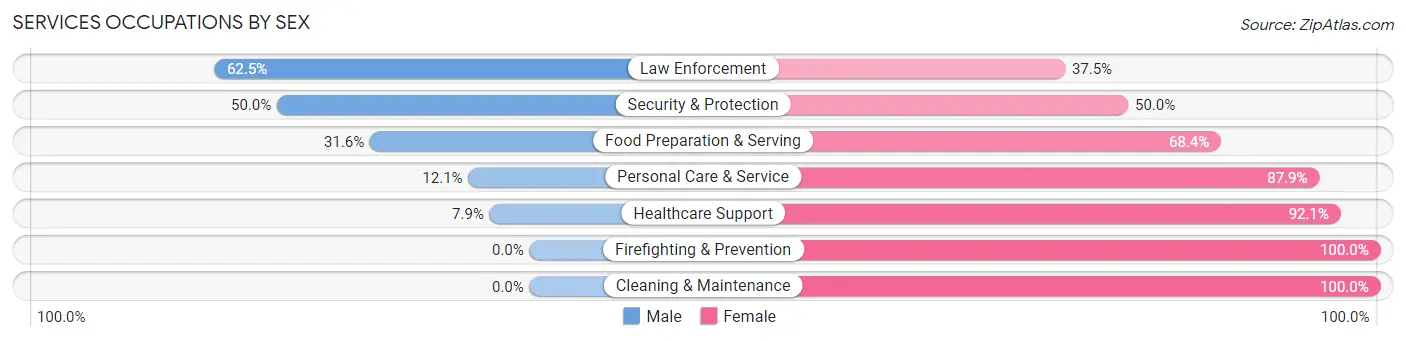Services Occupations by Sex in Zip Code 18826
