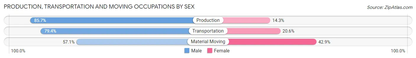 Production, Transportation and Moving Occupations by Sex in Zip Code 18830