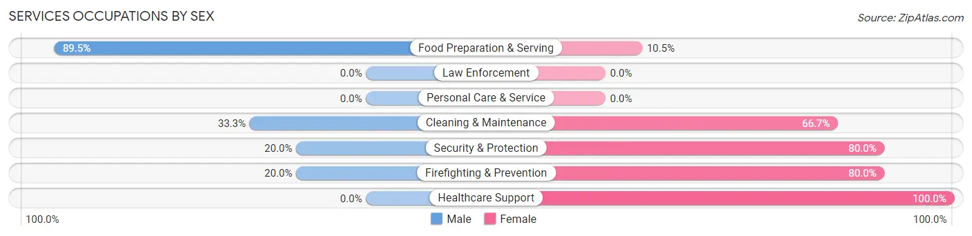 Services Occupations by Sex in Zip Code 18830