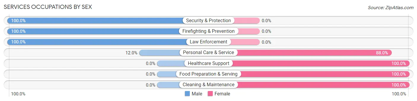 Services Occupations by Sex in Zip Code 18831