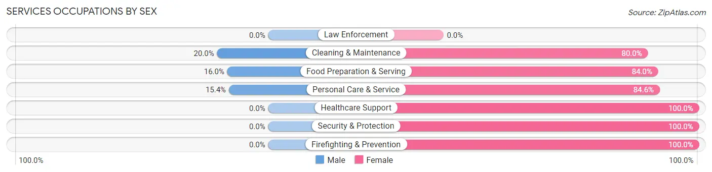 Services Occupations by Sex in Zip Code 18832