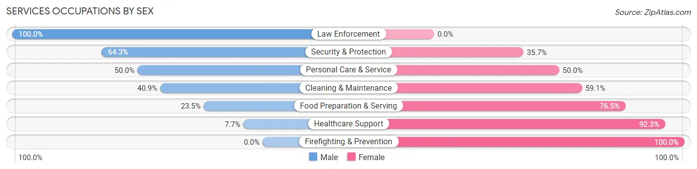 Services Occupations by Sex in Zip Code 18833