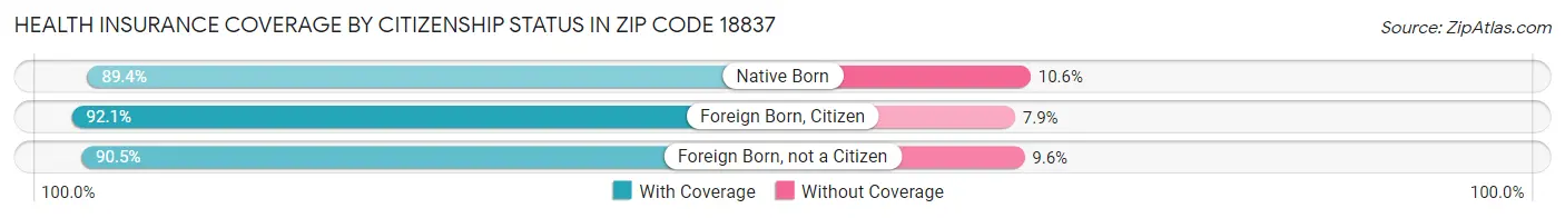 Health Insurance Coverage by Citizenship Status in Zip Code 18837