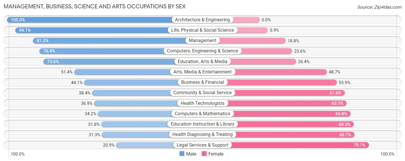 Management, Business, Science and Arts Occupations by Sex in Zip Code 18840