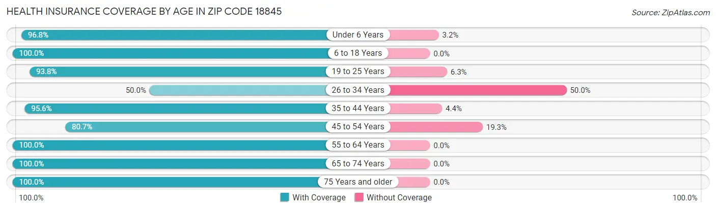 Health Insurance Coverage by Age in Zip Code 18845