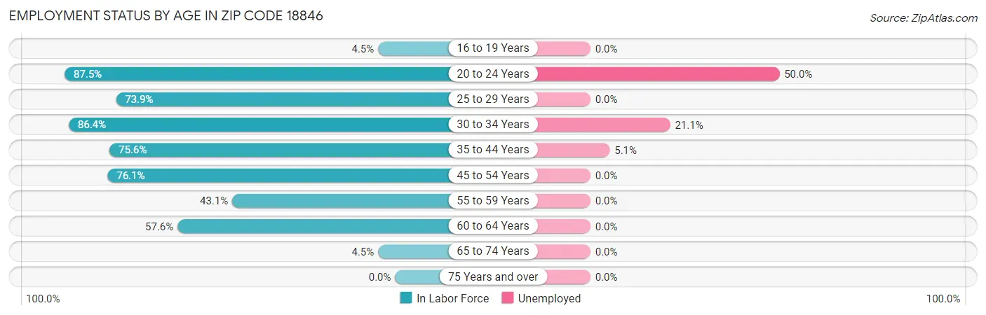 Employment Status by Age in Zip Code 18846