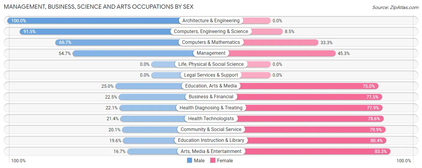 Management, Business, Science and Arts Occupations by Sex in Zip Code 18847