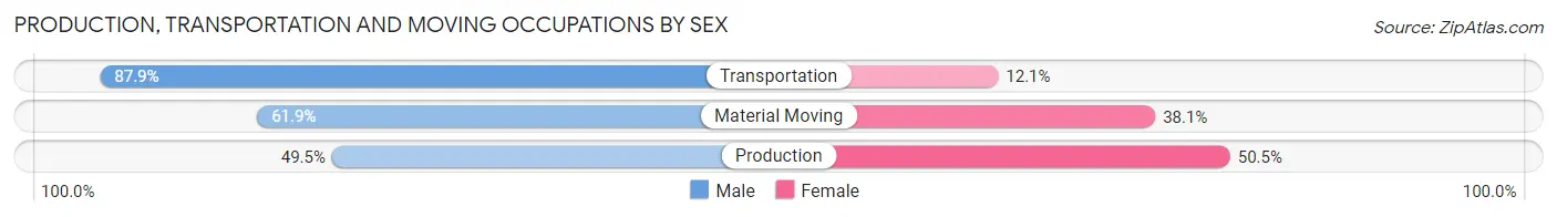 Production, Transportation and Moving Occupations by Sex in Zip Code 18850