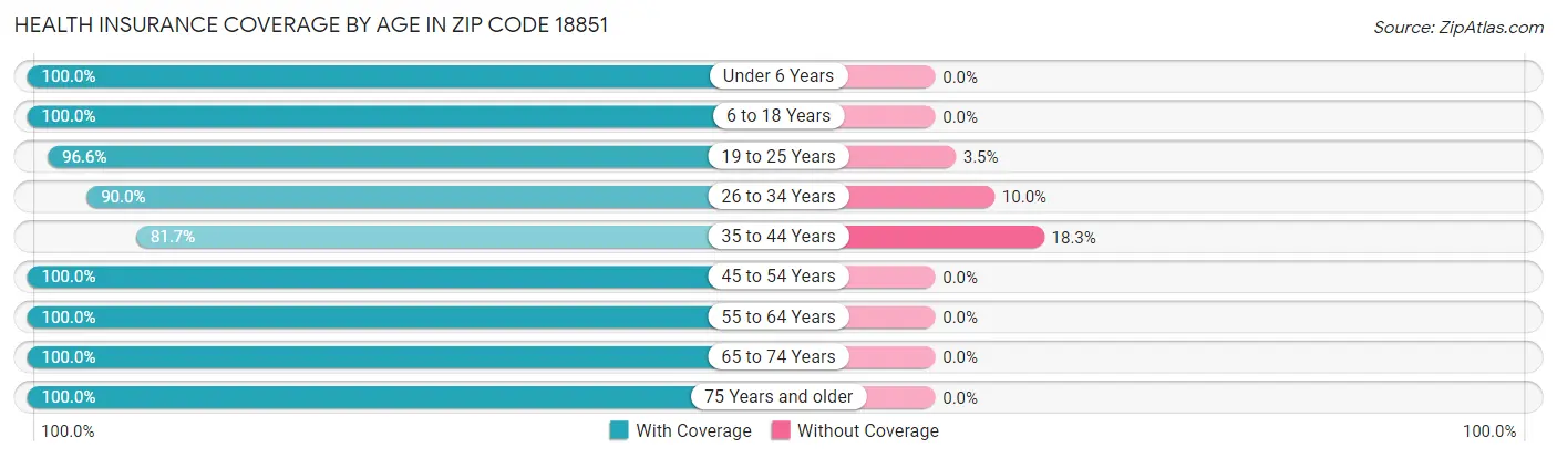 Health Insurance Coverage by Age in Zip Code 18851