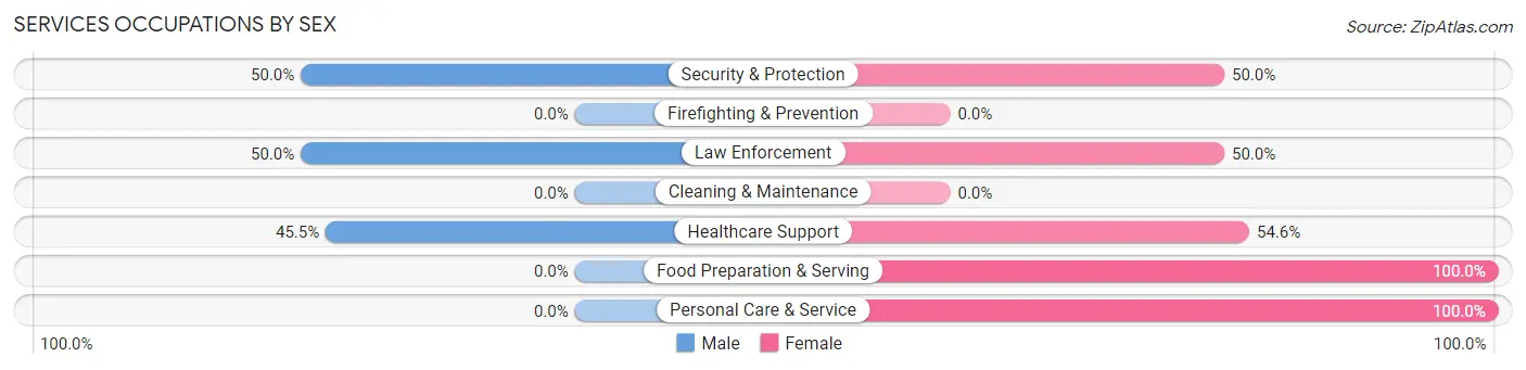 Services Occupations by Sex in Zip Code 18915