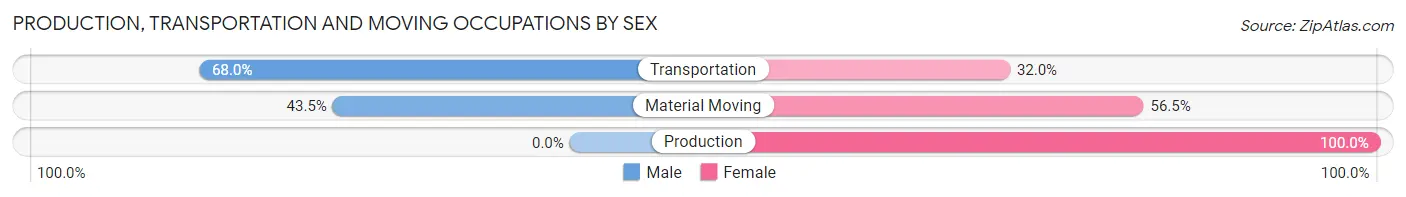 Production, Transportation and Moving Occupations by Sex in Zip Code 18925