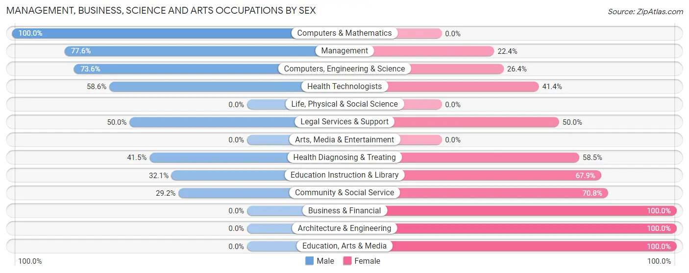 Management, Business, Science and Arts Occupations by Sex in Zip Code 18955