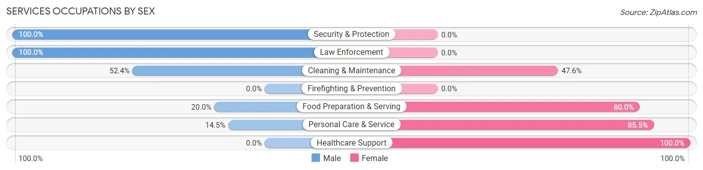 Services Occupations by Sex in Zip Code 18955