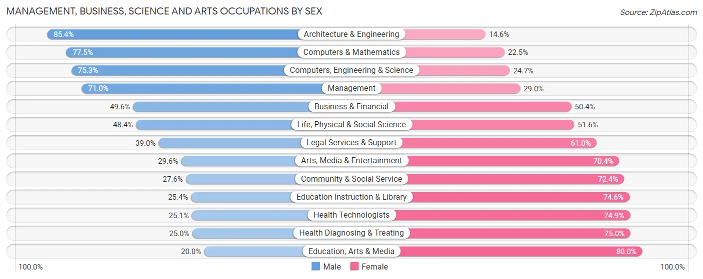 Management, Business, Science and Arts Occupations by Sex in Zip Code 18966