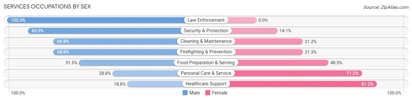 Services Occupations by Sex in Zip Code 18966