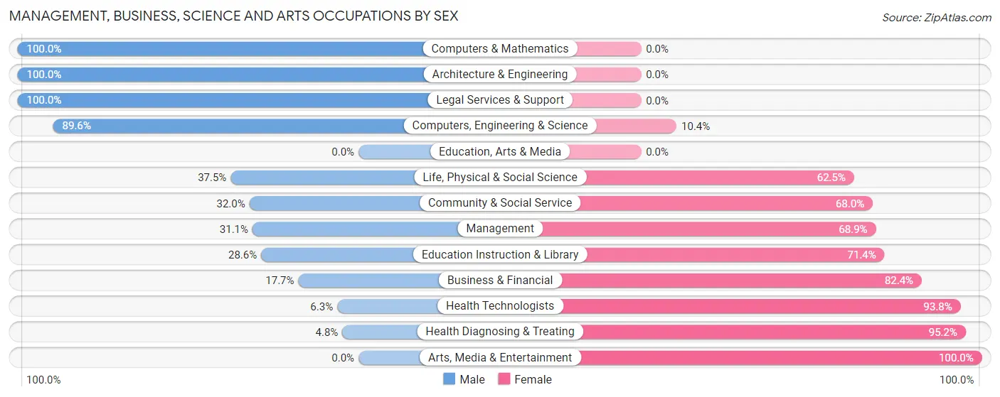 Management, Business, Science and Arts Occupations by Sex in Zip Code 18970
