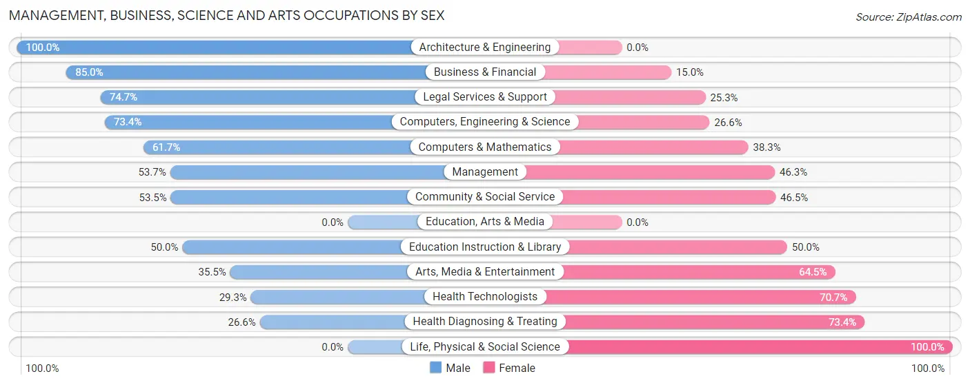 Management, Business, Science and Arts Occupations by Sex in Zip Code 18977
