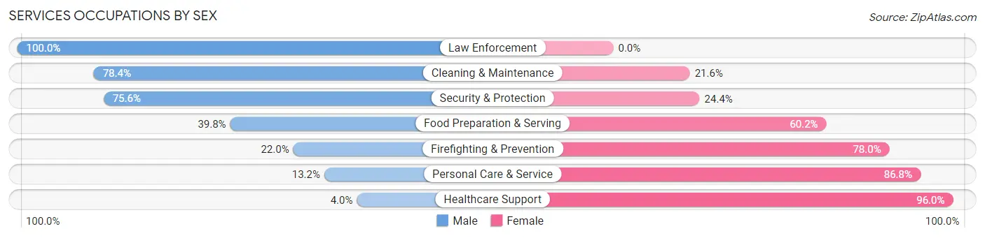 Services Occupations by Sex in Zip Code 19006