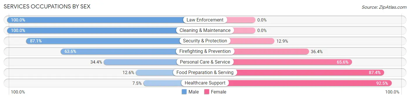 Services Occupations by Sex in Zip Code 19012