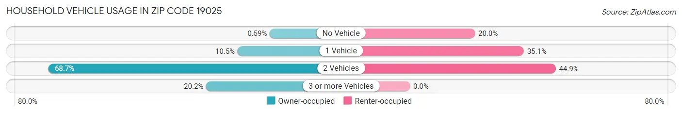 Household Vehicle Usage in Zip Code 19025