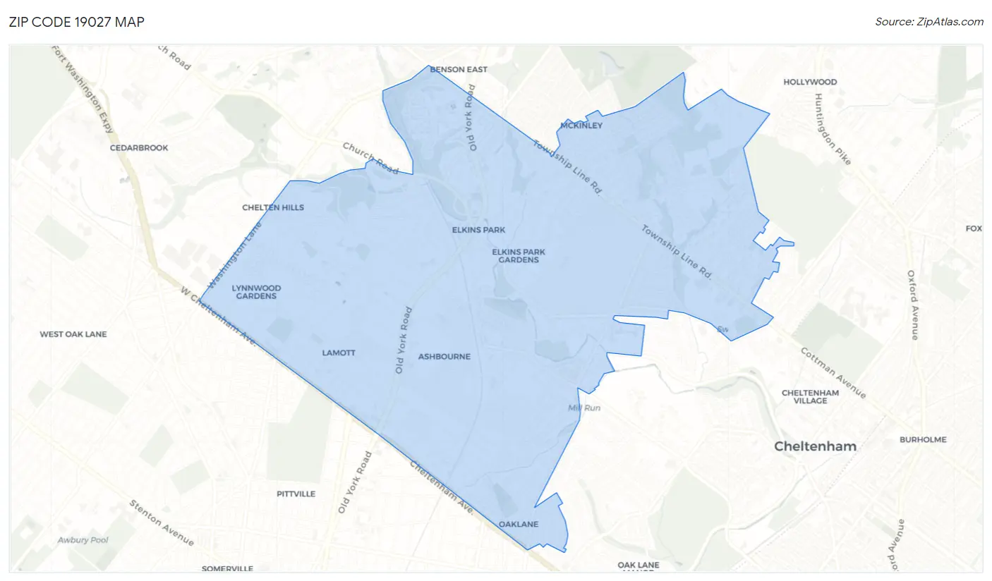 Zip Code 19027 Map