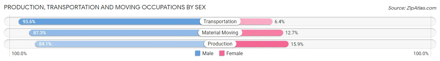 Production, Transportation and Moving Occupations by Sex in Zip Code 19044