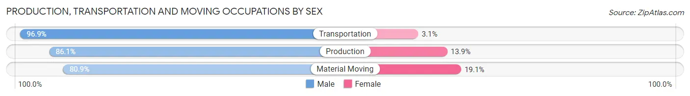 Production, Transportation and Moving Occupations by Sex in Zip Code 19046