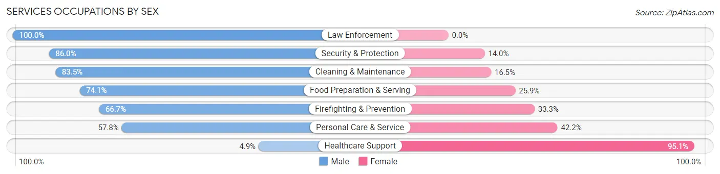 Services Occupations by Sex in Zip Code 19046