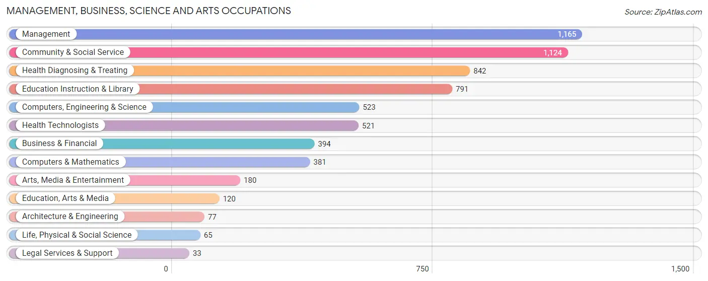 Management, Business, Science and Arts Occupations in Zip Code 19054