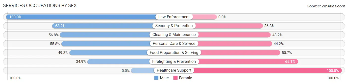 Services Occupations by Sex in Zip Code 19056
