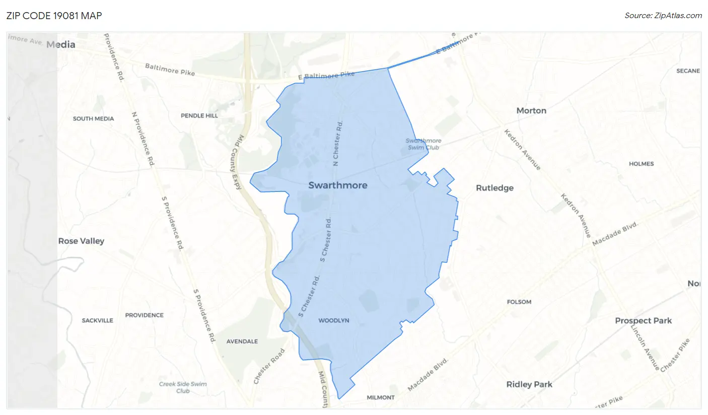 Zip Code 19081 Map