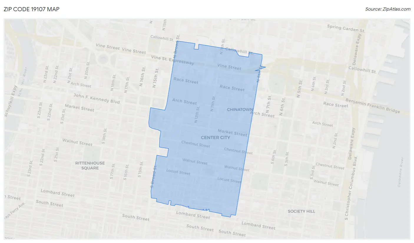 Zip Code 19107 Map