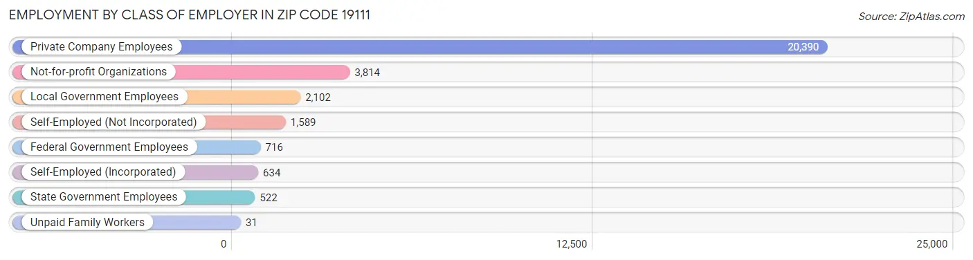 Employment by Class of Employer in Zip Code 19111