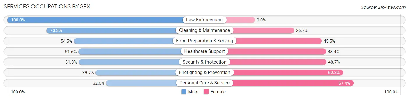 Services Occupations by Sex in Zip Code 19123