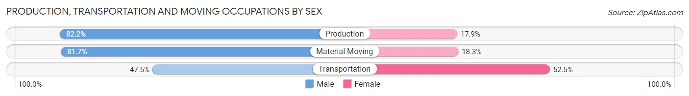 Production, Transportation and Moving Occupations by Sex in Zip Code 19125