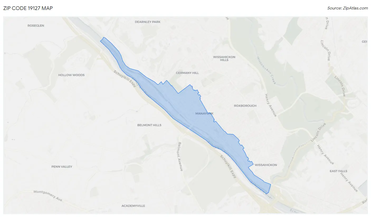 Zip Code 19127 Map
