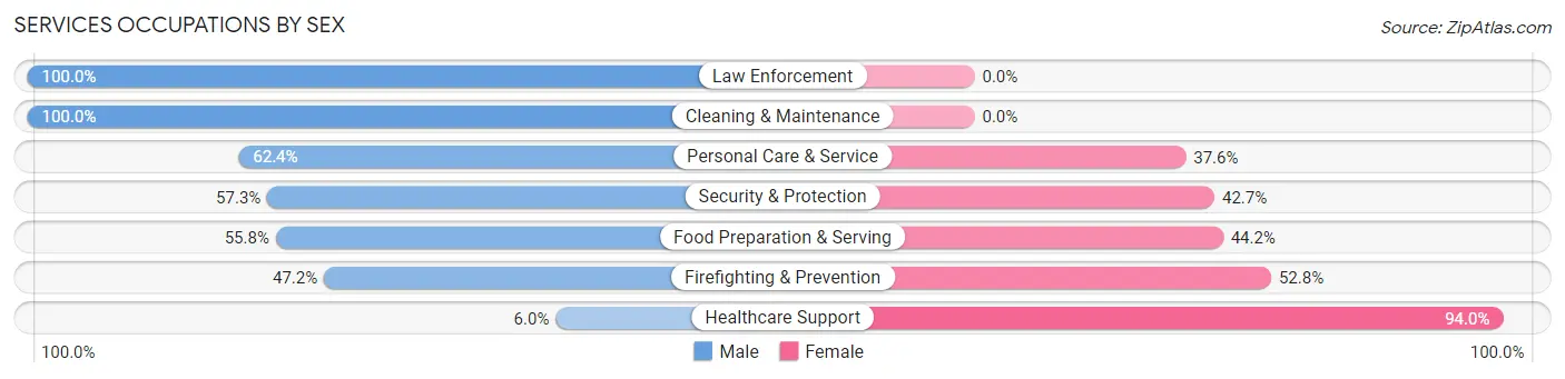 Services Occupations by Sex in Zip Code 19129