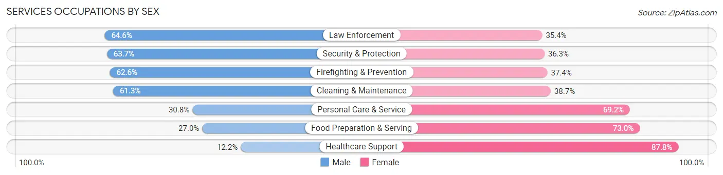 Services Occupations by Sex in Zip Code 19134