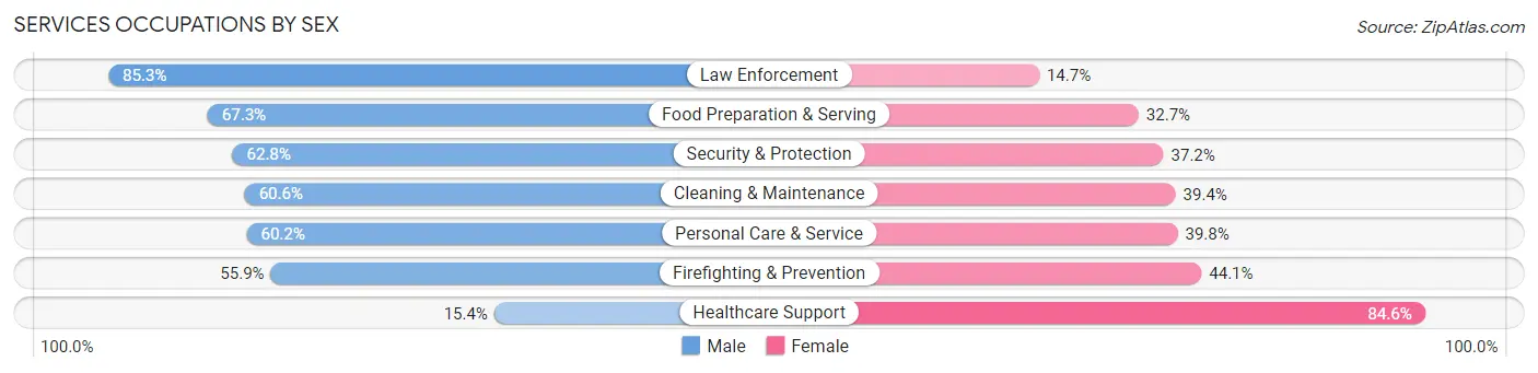 Services Occupations by Sex in Zip Code 19139