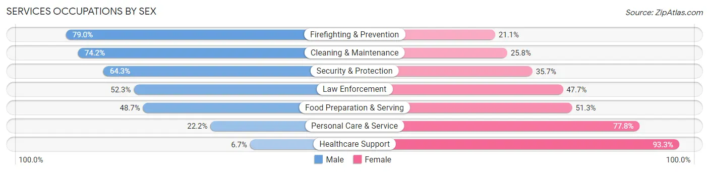 Services Occupations by Sex in Zip Code 19145