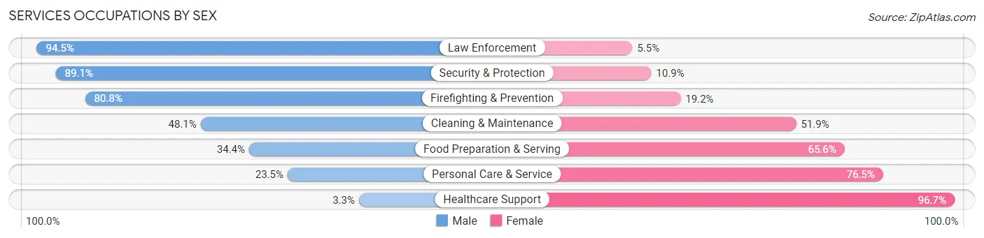 Services Occupations by Sex in Zip Code 19154